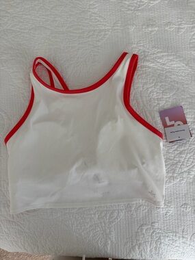 NWT JoyLab Coral and White Criss-Cross Athletic Tank with Removable Pads